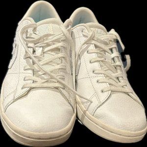 Women's White Converse All Star Low Top Leather with Silver, U.S. 8